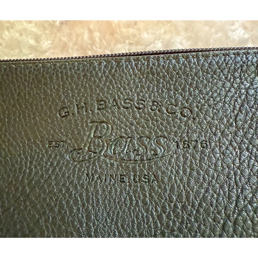 Vintage G.H. Bass Pebbled Leather Purse Dark Green Slouchy Crossbody Adj Strap